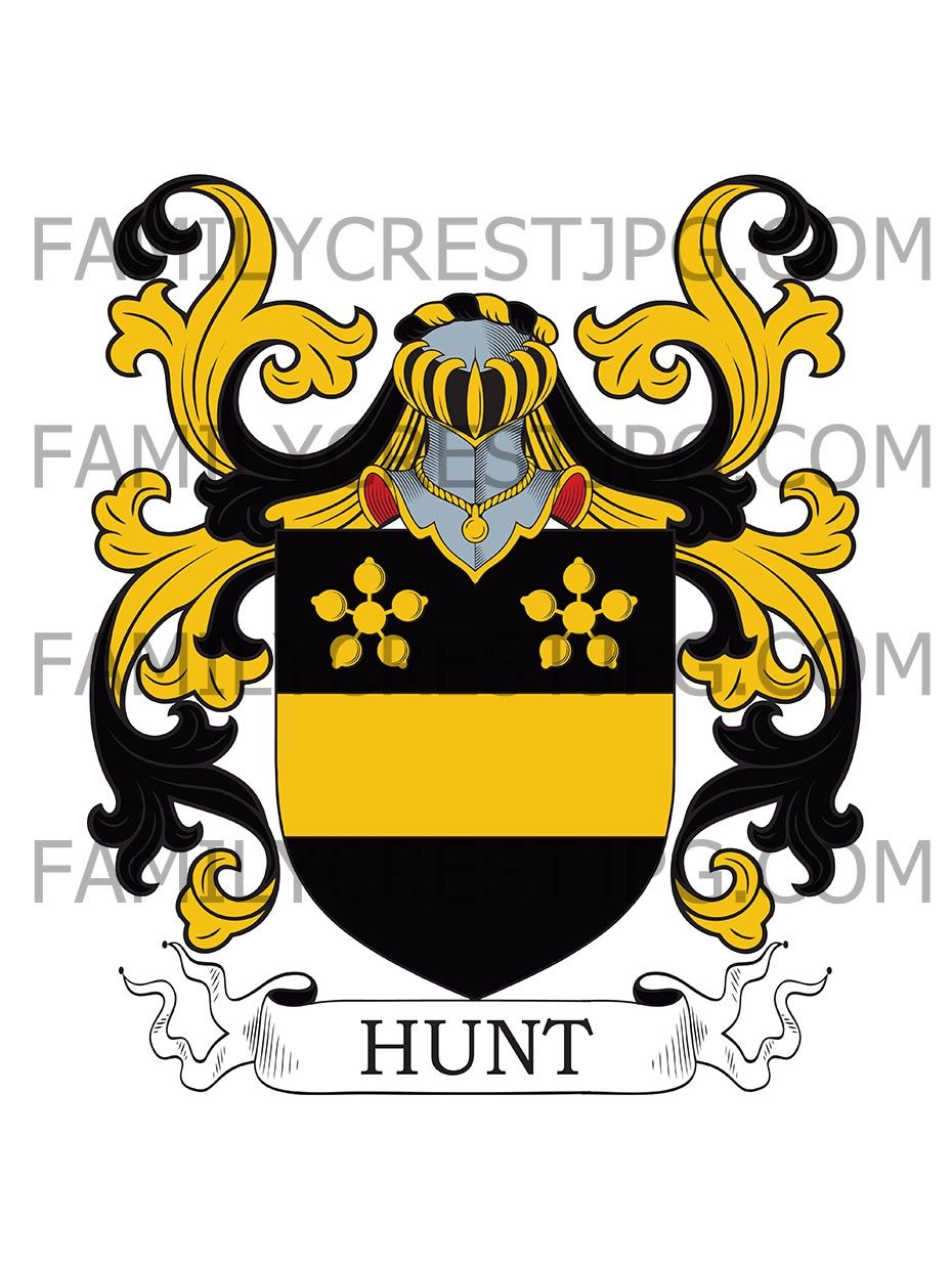Hunt Family Crest - Hoggesback, co. Hereford, England