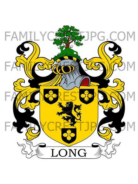 Long Family Crest - West Hackney, co. Middlesex, England