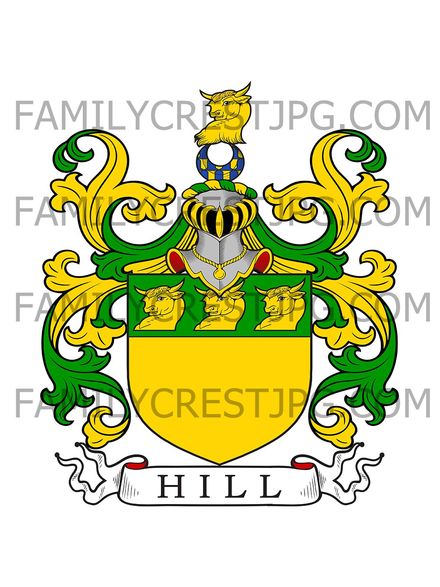 Hill Family Crest - Silvington, co. Shropshire, England