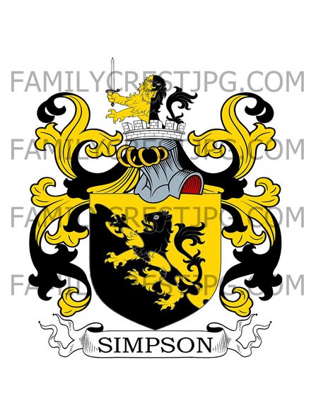 Simpson Family Crest -  Mellor Lodge, co. Derby, England