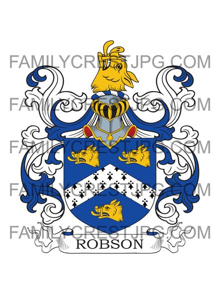 Robson Family Crest - Newcastle, &amp; Bishopwearmouth, co. Durham, England