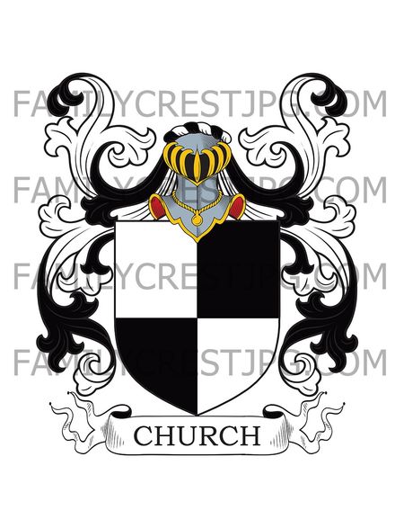 Church Family Crest - Lindsey, co. Suffolk, England