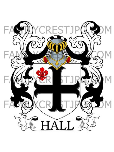 Hall Family Crest - Middleham, co. Bedford, England