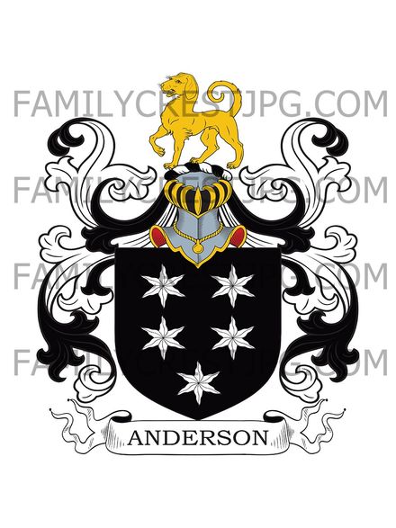 Anderson Family Crest - Arbury, co. Warwick, England 