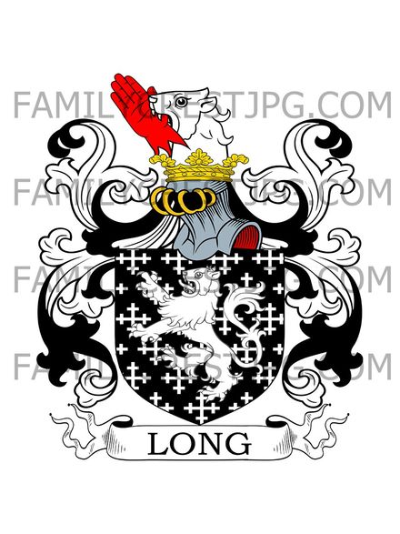 Long Family Crest - Wraxall &amp; Draycot, England