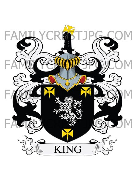 King Family Crest - Bellevue, co. Kent, England
