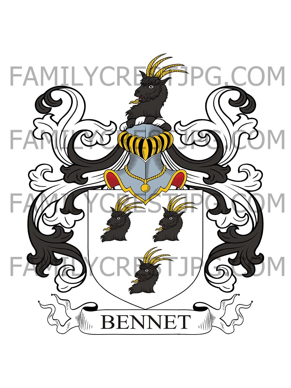 Bennett Family Crest - Laleston, co. Glamorgan, Wales