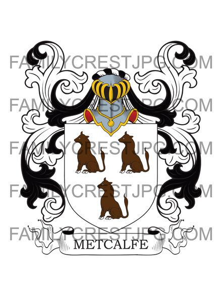 Metcalfe Family Crest - Nappa Hall, Wensleydale, co. Yorkshire, England