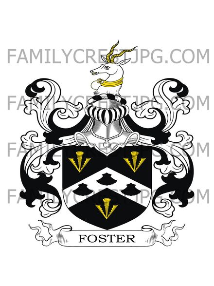 Foster Family Crest - Wich, co. Worcester, England