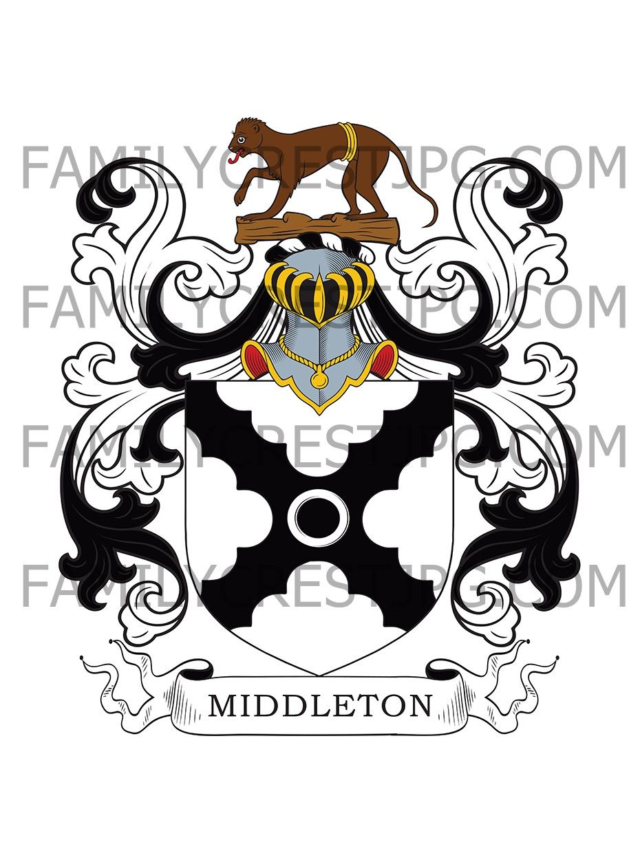 Middleton Family Crest - Barnard Castle, co. Durham, England