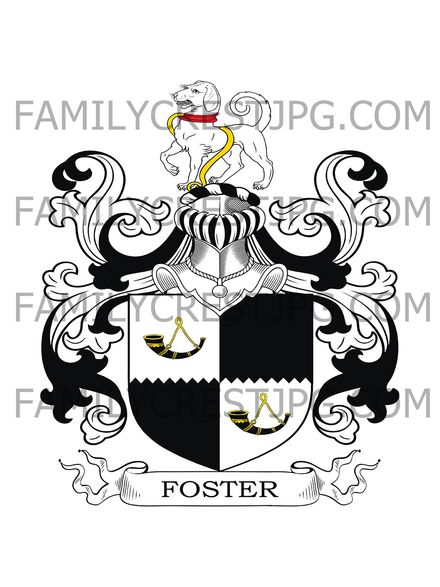 Foster Family Crest - Green Street, co. Kent, &amp; Watling Street and Sutton Maddox, co. Shropshire