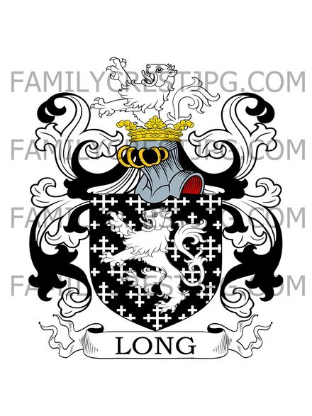 Long Family Crest - Draycot &amp; Wraxall, co. Wiltshire, England