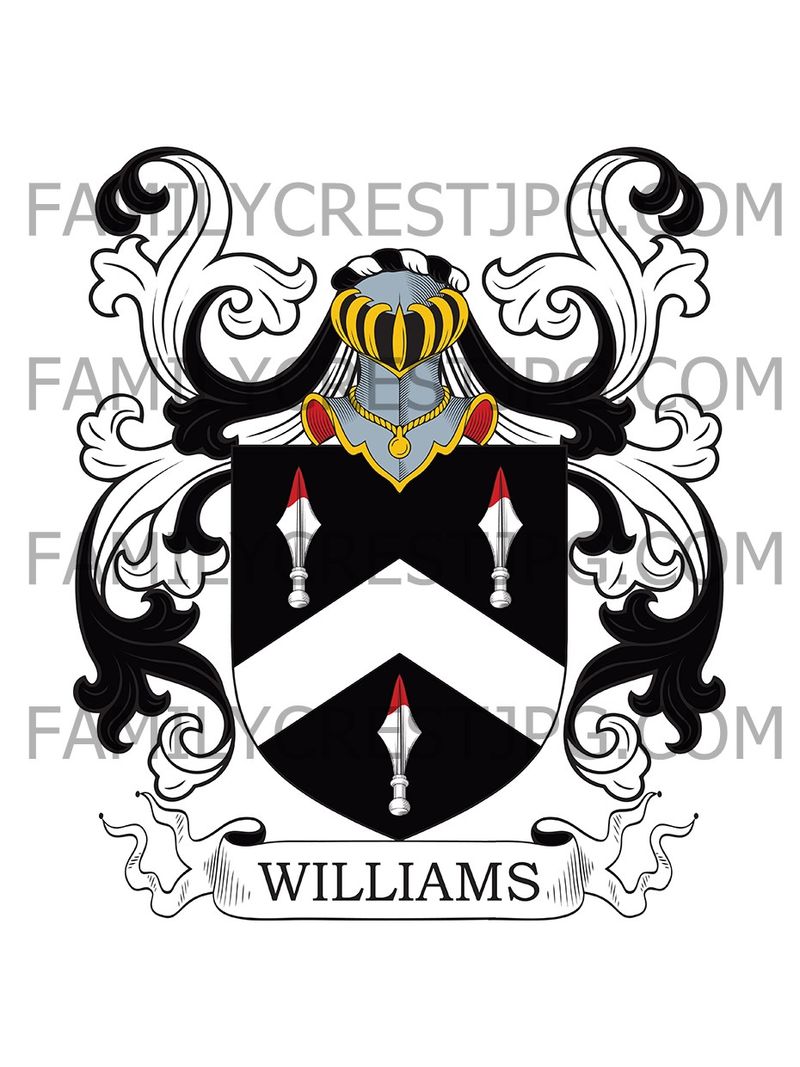 Williams Family Crest -  Gwernyfed, Aberllyfni, Brecon, Wales,