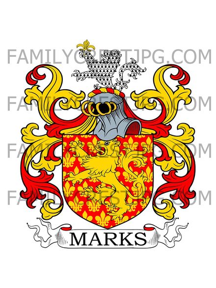 Marks Family Crest - Ashton &amp; Salisbury, co. Wiltshire, &amp; Pancras, co. Middlesex, England