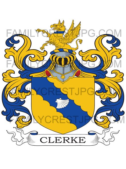 Clerke Family Crest - Edmonton, co. Middlesex, England