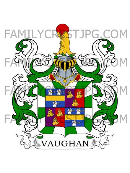 Vaughan Family Crest - Littleton, co. Middlesex, England