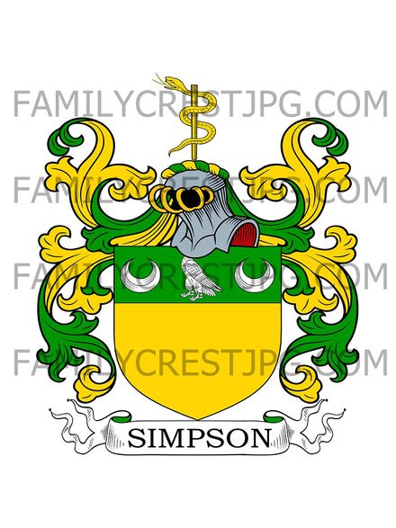 Simpson Family Crest - Strathavon, co. Linlithgow, Scotland 