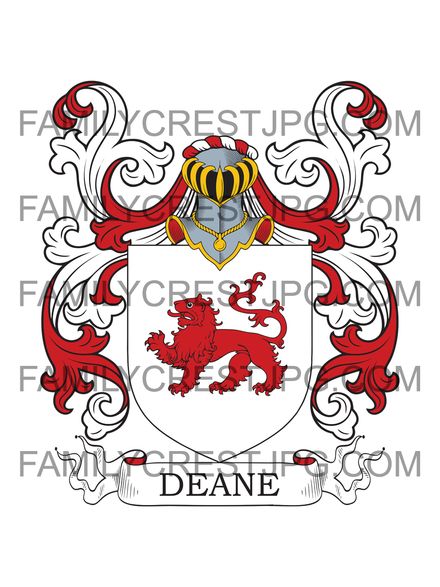 Deane Family Crest - Leicestershire, England