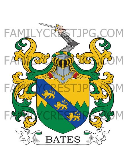 Bates Family Crest - Wolsingham, co. Durham, England
