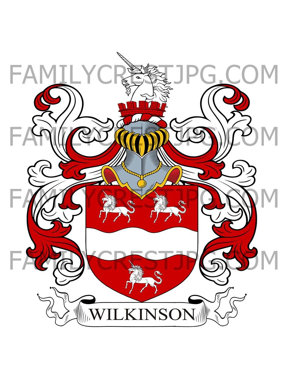 Wilkinson Family Crest - Shearaton, Hulam, & Crossgate, co. Durham, England