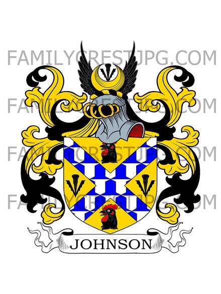 Johnson Family Crest - Runcorn, co. Cheshire, England