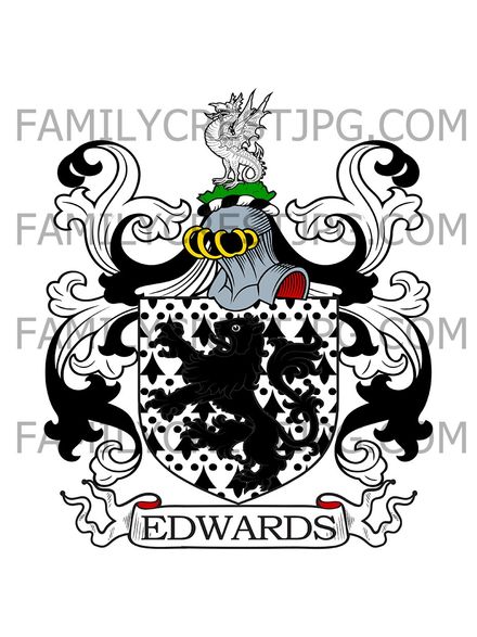 Edwards Family Crest - Haverfordwest, co. Pembroke, Wales