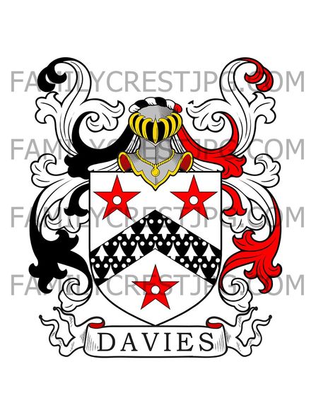 Davies Family Crest - Tredrea, co. Cornwall, England