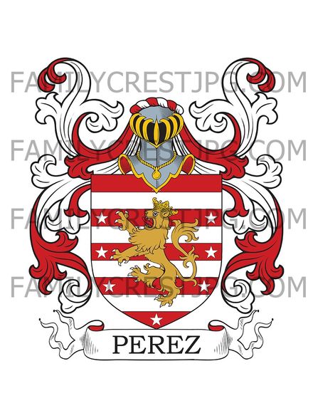 Perez Family Crest - León, Spain &amp; California
