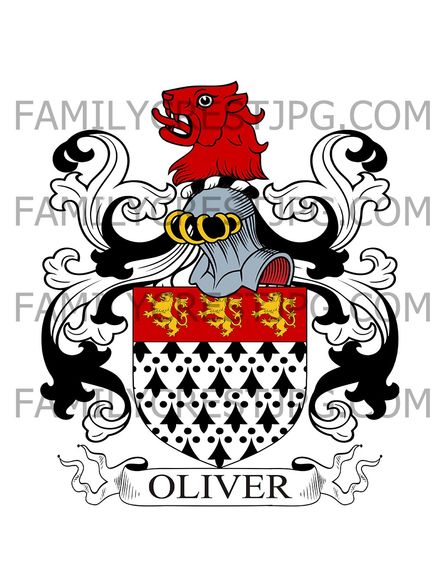 Oliver Family Crest - Croomhill or Broomhill, England