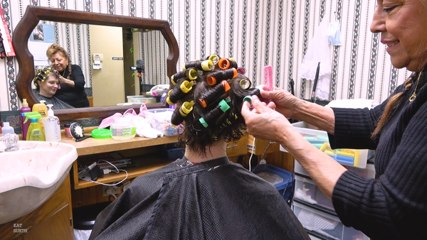 Kat's Roller Set, Under the Salon Hair Dryer, and 1980