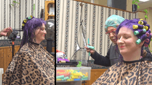 Kat's Roller Set with Plum Purple Hair at a Beauty Salon VOD Digital Video on Demand