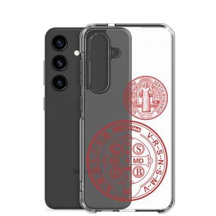 Clear Case for Samsung, St. Benedict Medal, filt5a design, red