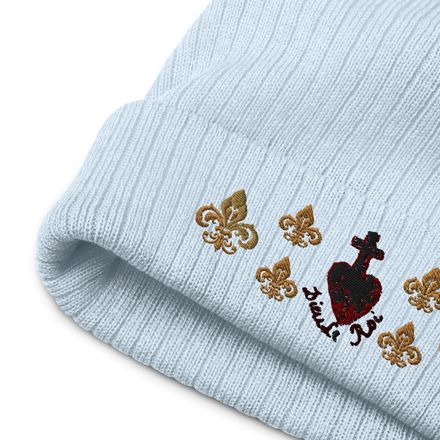 Ribbed Knit Beanie, Sacré Coeur, Dieu de Roi, Vendée Chouan, obymh4 , Fleur de Lys, tri-pattern