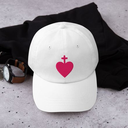 Classic Dad Hat, Sacred Heart of Jesus, 7ugqf9 design, pink