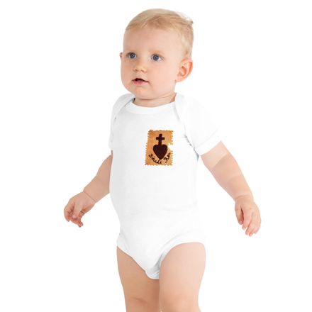 Baby Short Sleeve One Piece , Sacré Coeur, Dieu le Roi, Vendée Chouan, sqpbrl left, vw6yal back