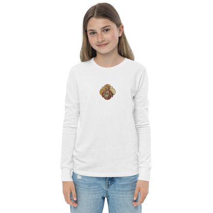 Embroidered Youth Long Sleeve Tee, Sacred Heart of Jesus, eq75pu design