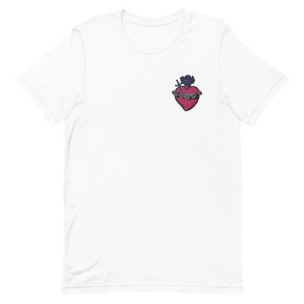 Embroidered Unisex Staple T-Shirt, Immaculate Heart Of Mary, g6e1do design, left chest