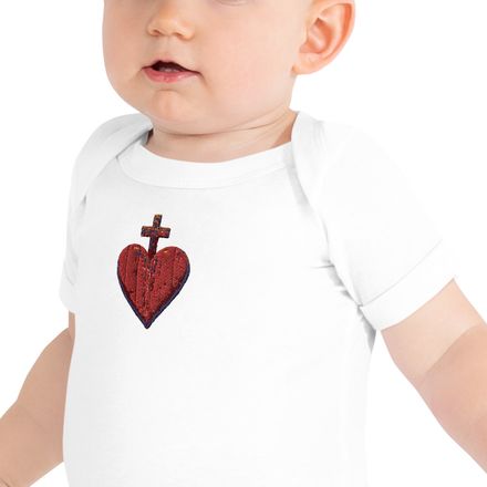 Embroidered Baby Short Sleeve One Piece , Sacred Heart of Jesus, 9i93k9 design 