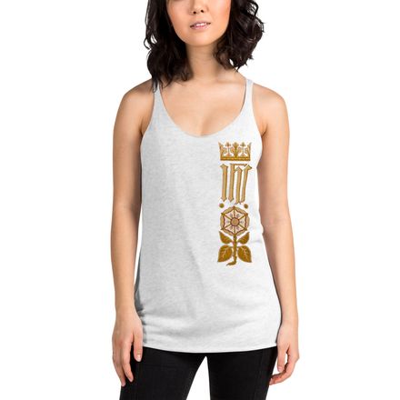 Women&#x27;s Tank Top, IHS Stripe With Crown and Monstrance, vw6yal, left chest