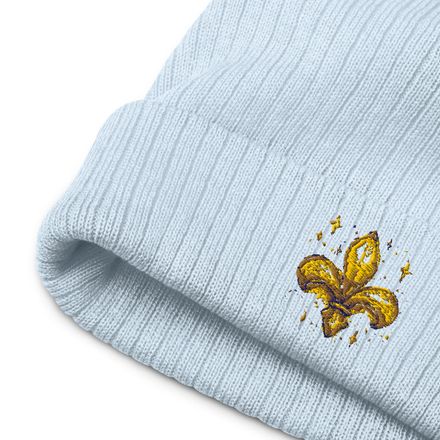Ribbed Knit Beanie, Fleur de Lys, juffrs 