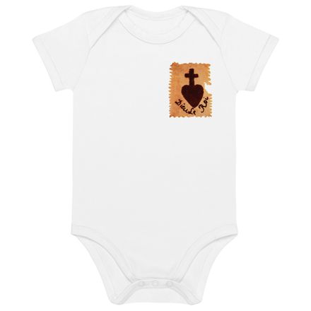 Organic Cotton Baby Bodysuit, Sacré Coeur, Dieu de Roi, Vendée Chouan, sqpbrl design