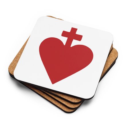 Cork-Back Coaster, Sacred Heart of Jesus, yjegla design