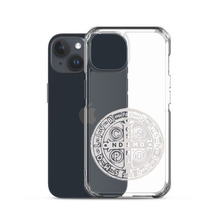 Clear Case for iPhone, St. Benedict Medal, 4ouume design, white