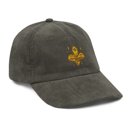 Vintage Corduroy Cap, Fleur de Lys, juffrs 