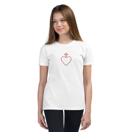 Embroidered Youth Staple Tee,Sacred Heart of Jesus, 7ugqf9 hollow design