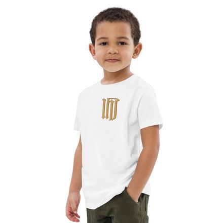 Organic Cotton Kids T-Shirt, IHS, Golden Pattern, gedziz, left chest