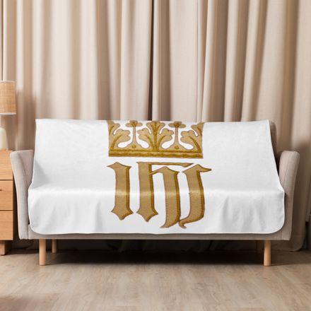 Sublimated Sherpa Blanket, IHS with Crown, Golden Pattern, nlxdo1 