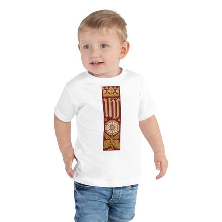 Toddler Staple Tee, IHS Stripe With Crown and Monstrance, Red, yok2qk