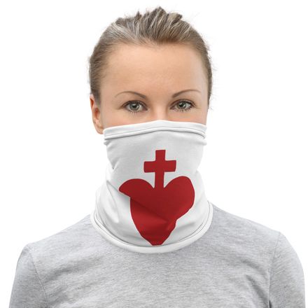 Neck Gaiter, Sacred Heart of Jesus, yjegla design, half-size