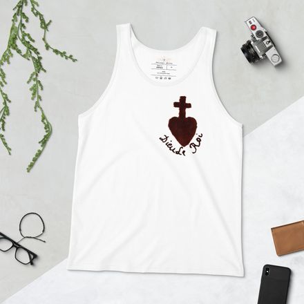 Staple Tank Top, Sacré Coeur, Dieu de Roi, Vendée Chouan, obymh4 design, left chest